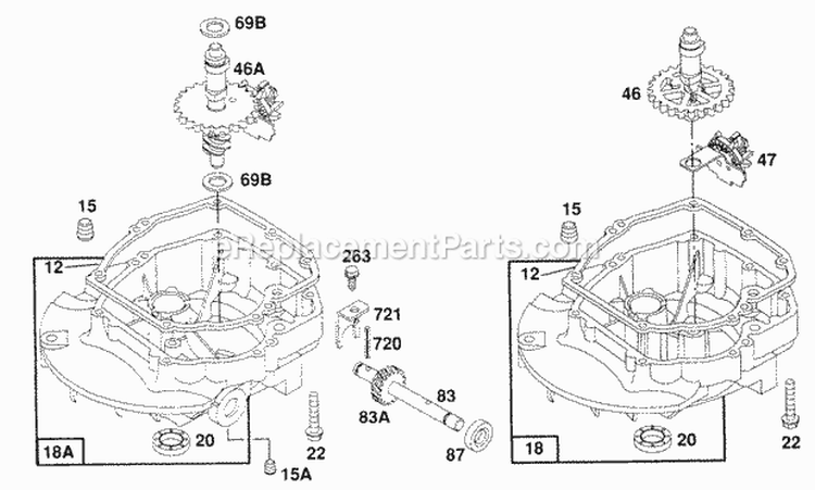 Sump Base Assemblies Diagram and Parts List for 121802-0444-01  Briggs and Stratton Engine